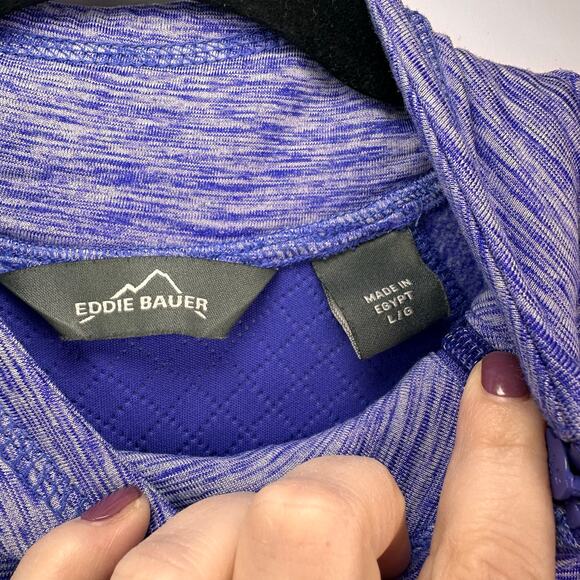 Eddie Bauer Running Sweatshirt Women medium Mock Neck 1/4 Zip Purple Pullover - Picture 4 of 7